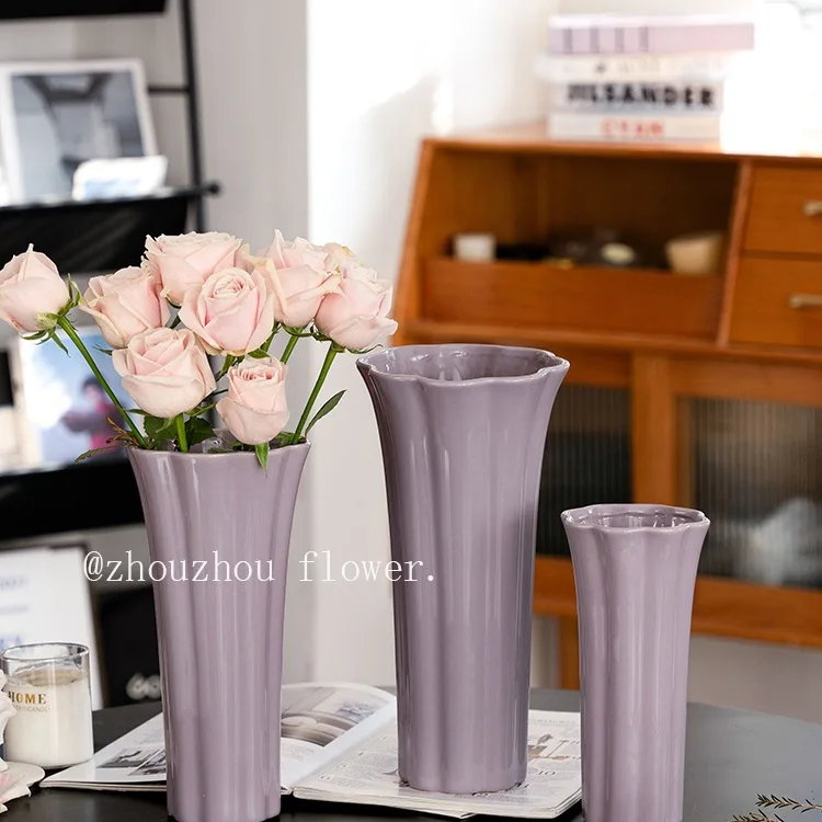 YFY vase petal mouth ceramic vase niche simple living room desktop ornament flower device home flower arrangement