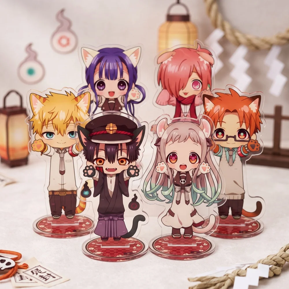 Anime Toilet-Bound Hanako-kun 10CM Cat Ear Chibi Acrylic Keychain Stand Hanako Nene Desk Decor Collectible Gift