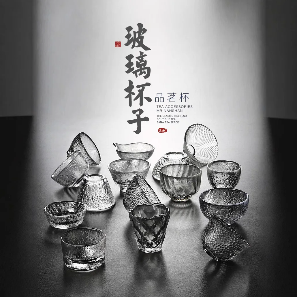 Teetasse im japanischen Stil, gehämmertes Muster, Master-Tasse, kleine Tasse aus verdicktem Glas, persönliches handgefertigtes Kung-Fu-Teeset mit einer Tasse