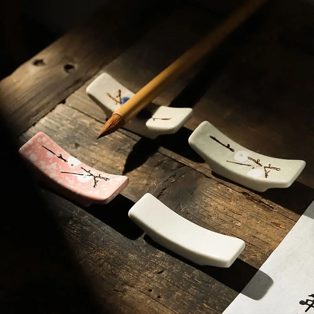 Chopstick Holder Ceramic Pen Rest Spoon Fork Rest Stand Desktop Ornaments Calligraphy Pen Holder Penmanship Kitchen Tableware
