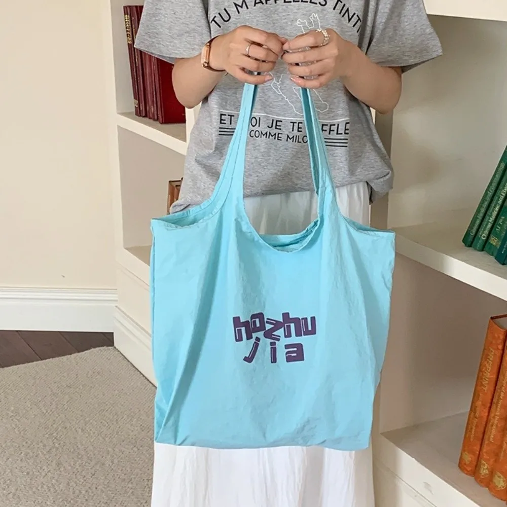 

Fashion Casual Nylon Tote Bags Harajuku Lightweight Letter Shoulder Bag Large Capacity Shopping Commute Handbags Women