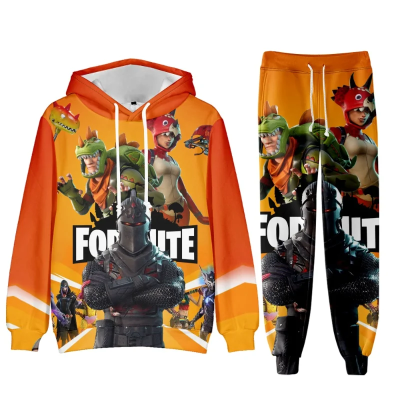 

2pcs Game Fortnite Peripheral Hoodie Trousers Adult Hooded Sweatshirts Pants Set Winter Warmth Christmas Birthday Gifts