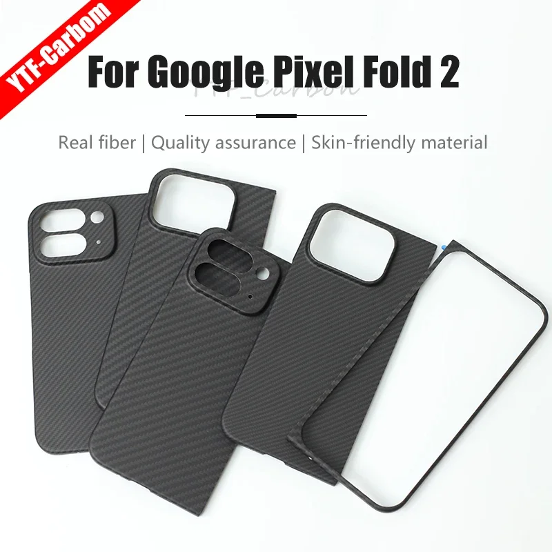 YTF-Carbon Real Carbon fiber Fold  Case For Google Pixel Fold 2 case Aramid fiber Slim design Pixel Fold 2 Anti-fall Phone shell