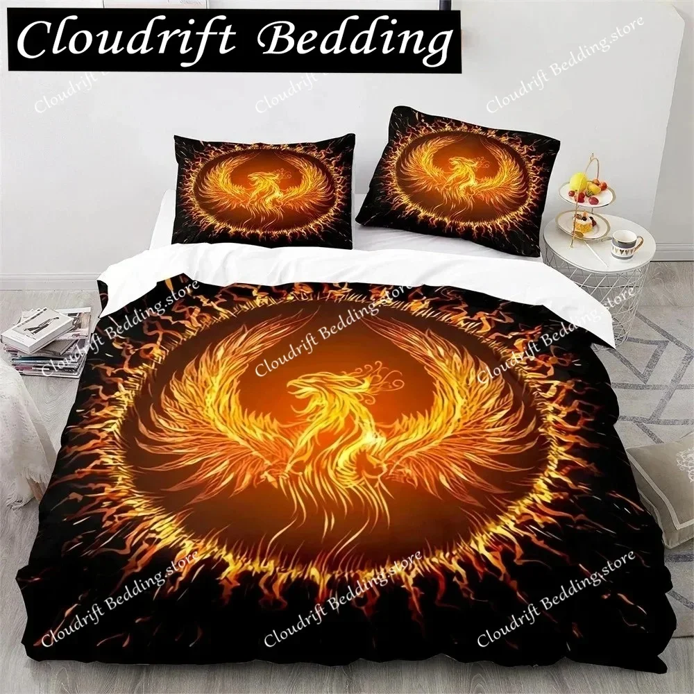 Phoenix Nirvana Duvet Cover Set Soft Fire Patterned Bedding Sets For Children Adults Teens Polyester Comforter Cover King Size02