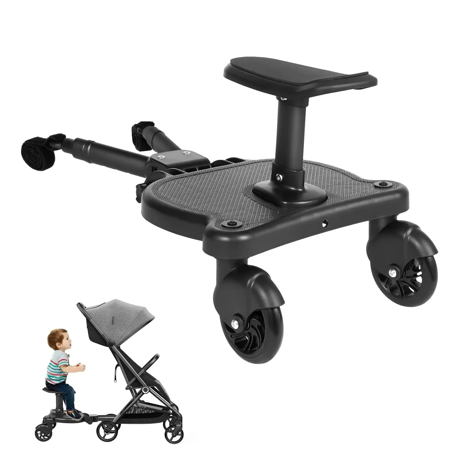 

Buggy Board Treadboard Riding Universal Buggy Board for Stroller Kiddy Board Buggyboard With Seat 360 Degree Stable Two Wheels