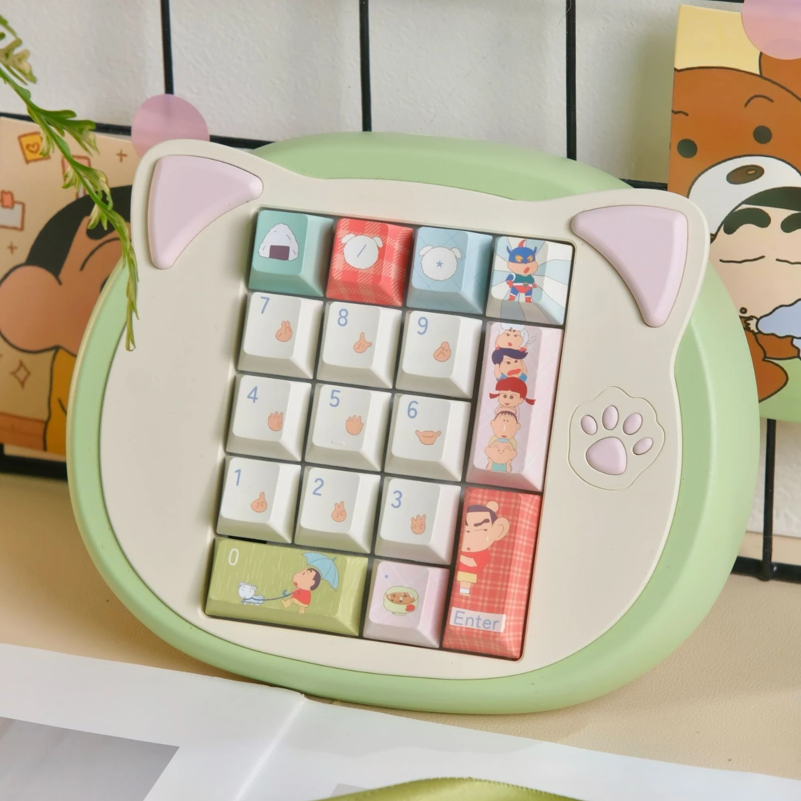 

Cute Cat Head Mini Keyboard Kit Tri-mode Aluminum Numeric Keypad Kit Custom for Office Gaming Keyboard Accessories VIA Json