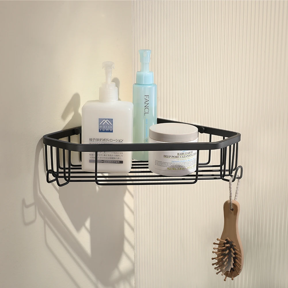 

Corner Storage Bathroom Organizer Shelf Wall Mounted Corner Storage Shelves Shampoo Holder Cosmetic Rack Shower Drain Basket