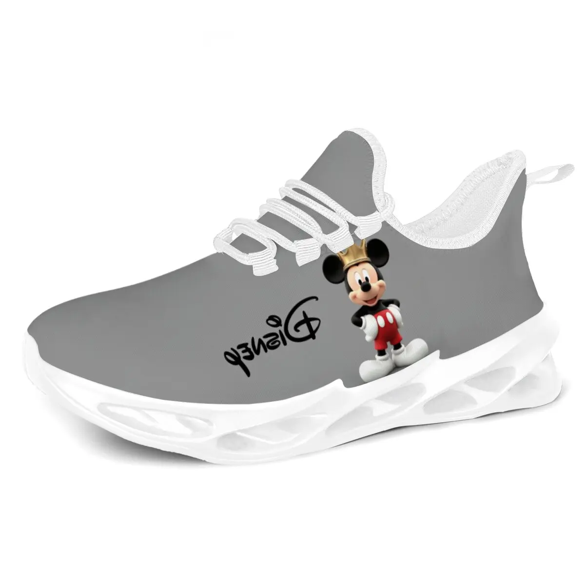 Pai-filho grande tamanho voando tecido dos desenhos animados disney mickey mouse padrão escuro halloween-temático rendas sapatos esportivos casuais