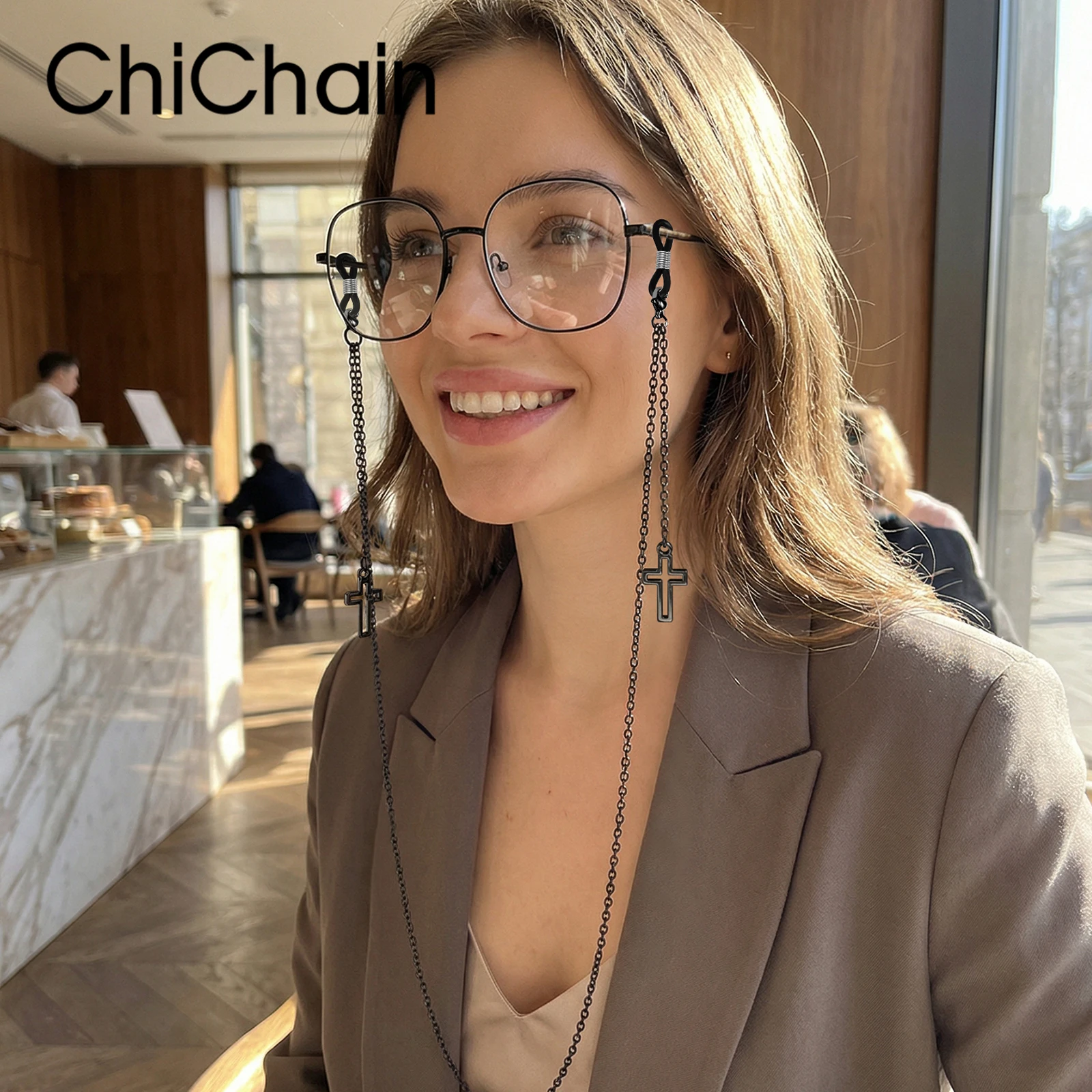 Fashion Pendant Glasses Chains Cross Heart Star Flower Eyeglasses Sunglasses Spectacles Metal Chain Holder Cord Lanyard Necklace