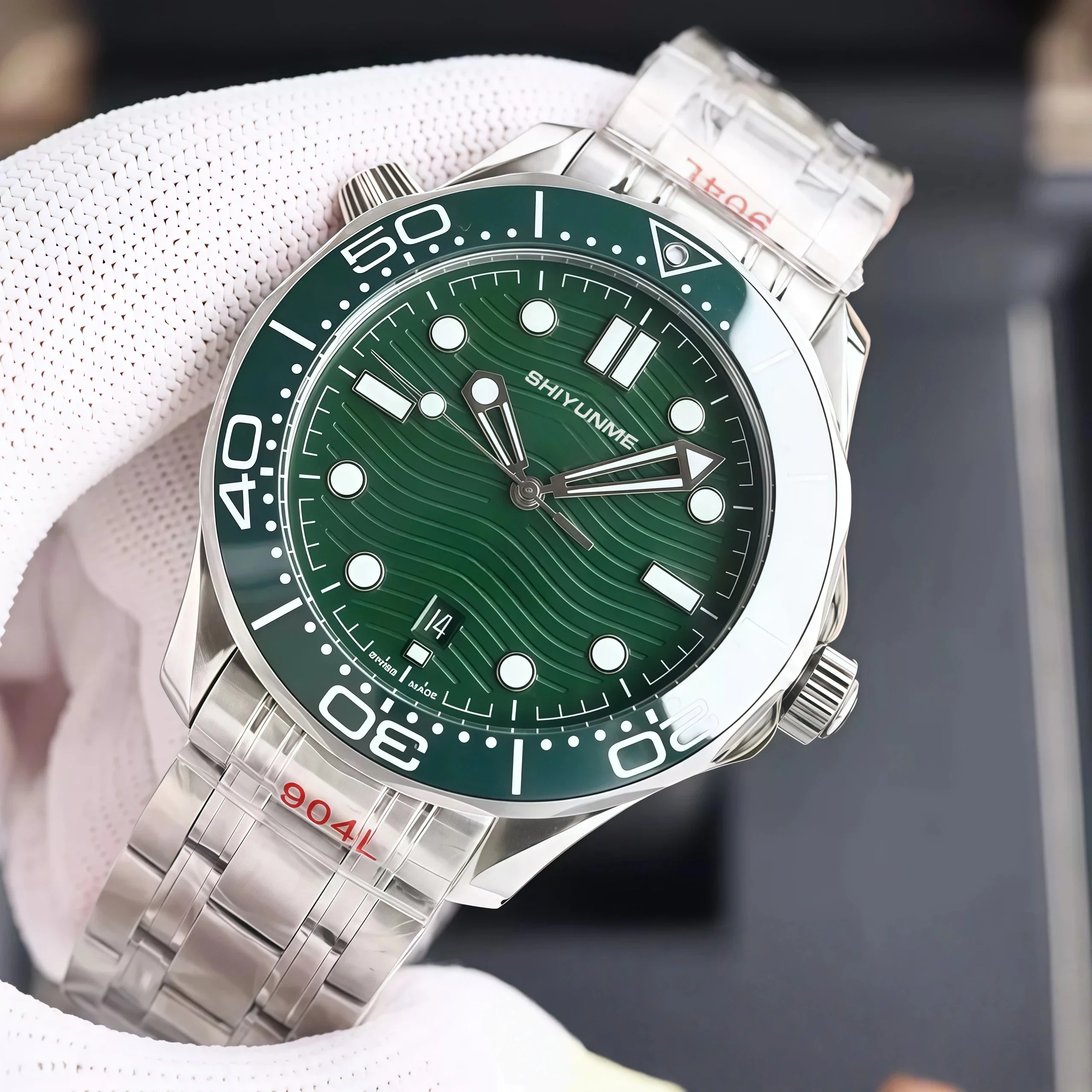 Магазин WATCH1 904L Мужские автоматические механические часы с календарем из нержавеющей стали, черный, синий, зеленый, керамический безель, сапфир