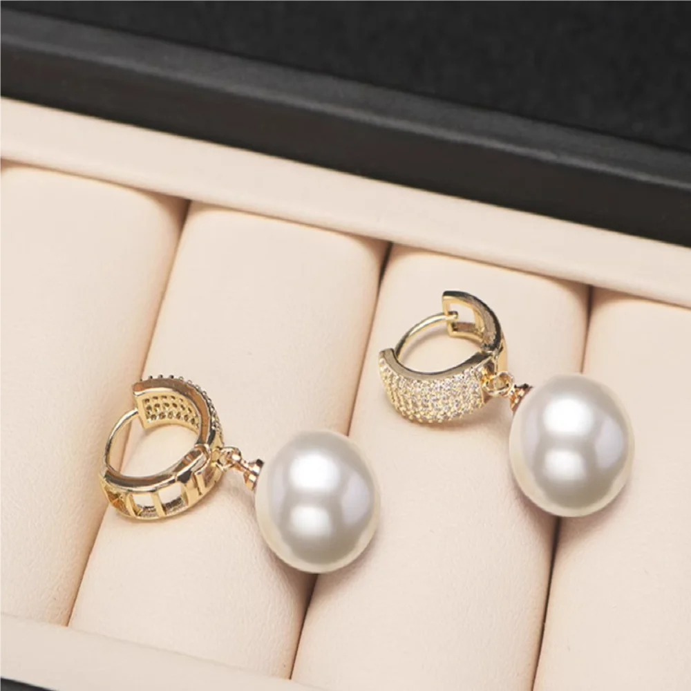 Beautiful Nanhai Round Pearl AAA11-12mm Pearl Pendant 18 inches+Earring Opening Ring Set 925S