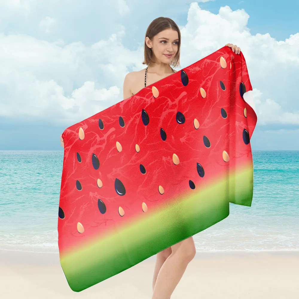 Watermelon Slice Print Beach Towel Microfiber Quick Dry Absorbent Lightweight Funny Summer Towel for Beach Pool Vacation Travel