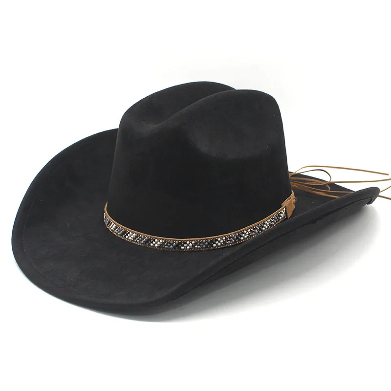 Hot-selling American Retro Knight Hat Suede Western Cowboy Hat Large Brim Gentleman's Top Hat