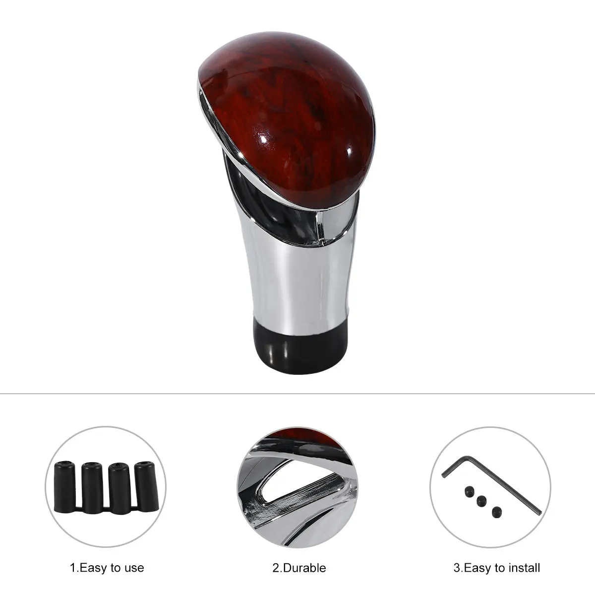 

Automatic Transmission Gear Knob Light Brown Silver Durable Car Shifter Handle Lever Upgrade Replacement Automobile