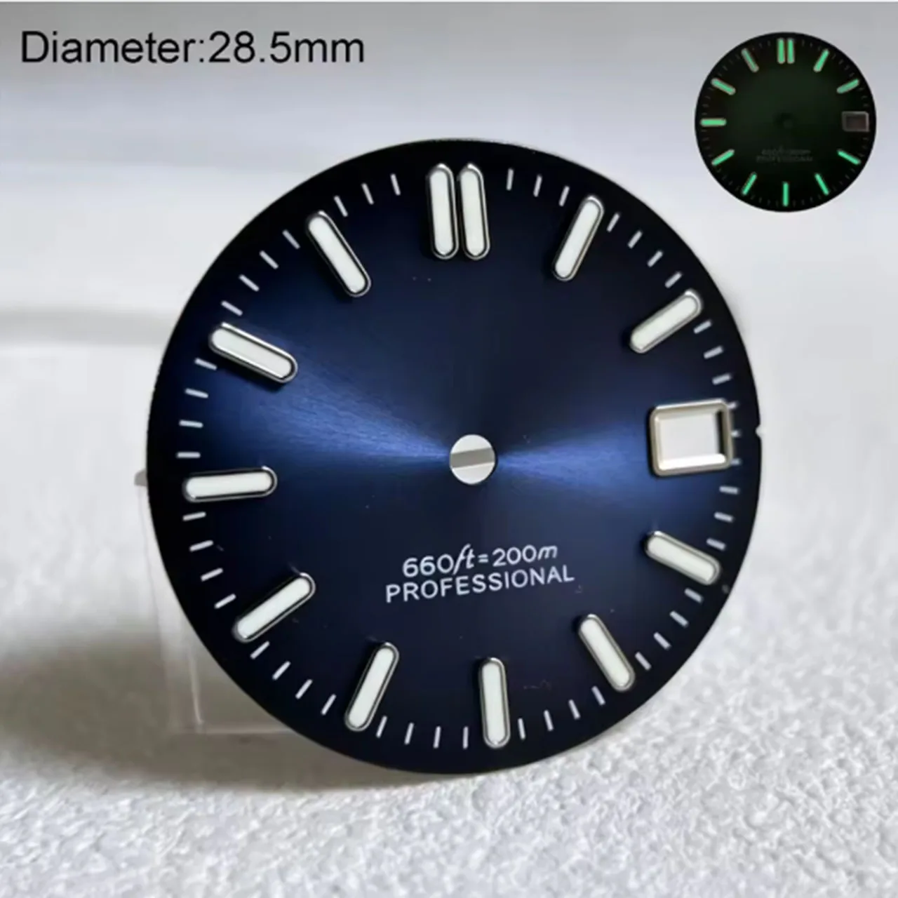 28.5mm Nh35 S Logo Dial Blue Silver Gray Black Sunray Dial For Nh35 Movement Green Lumen Hands Nh35 S Dial Watch Accessories