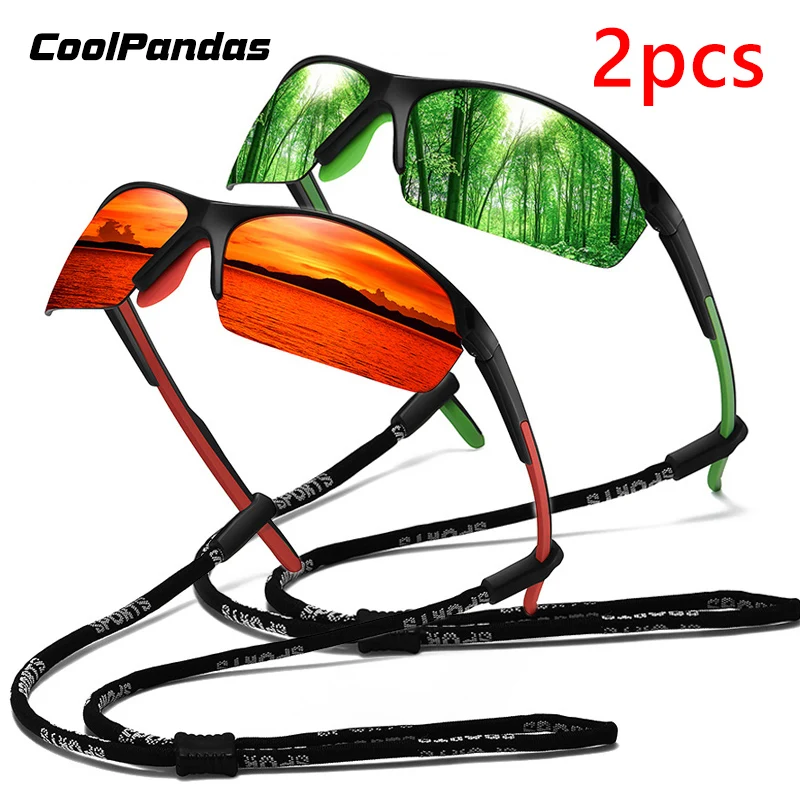 

2PCS Fashion Cycling Polarized Sunglasses Men Women Sports Driving Fishing Goggles Photochromic UV400 Protection lentes ciclismo