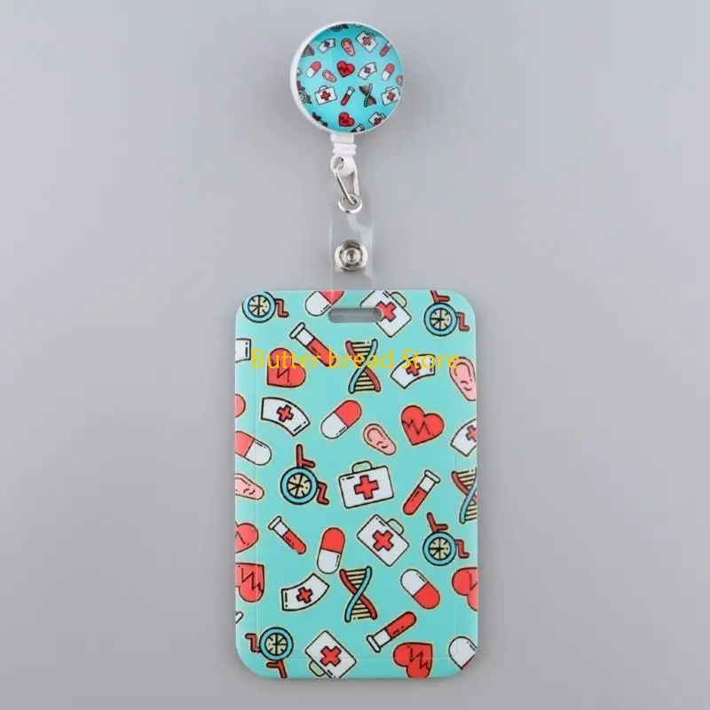 W89C 360 Degree Rotatable Badge Reel Card Holder for Nurse Doctor Office Worker