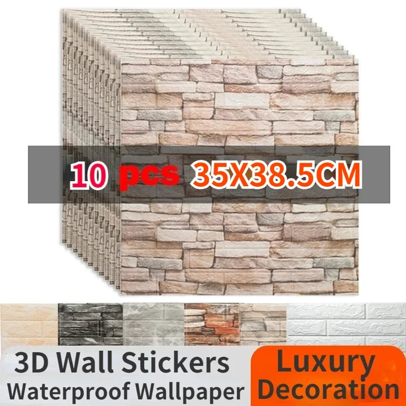 

10/20PCS 3MM 3D Wallpaper PE Foam Wall Sticker Home Decor Self Adhesive Peel and Stick Sticker Brick Wall Paper for Living Room