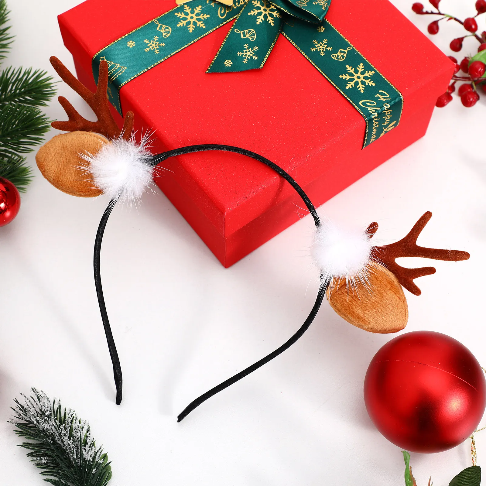 

2Pcs Xmas Elk Antler Hairband Resin Flocking Headband Party Hair Accessory Kids Lovely Deer Horn Photo Prop Holiday Headdress