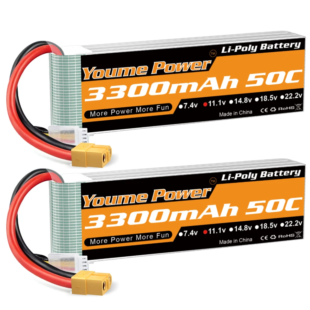 YOUME 3300 mah Lipo 2 S 3 S 4 S 6 S Batterij 7.4 V 11.1 V 14.8 V 22.2 V 50C voor RC Vliegtuig Helikopters Auto Boot Vrachtwagen Onderdelen