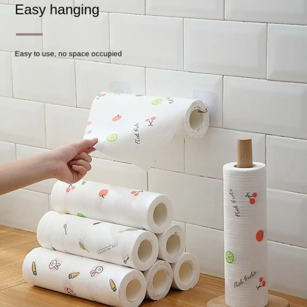 1Roll/400Sheets Non-woven Fabric One-Time Dishcloth Thickened Degreased Non-Stick Oil Cloth Dry Wet Dual-Use Washable