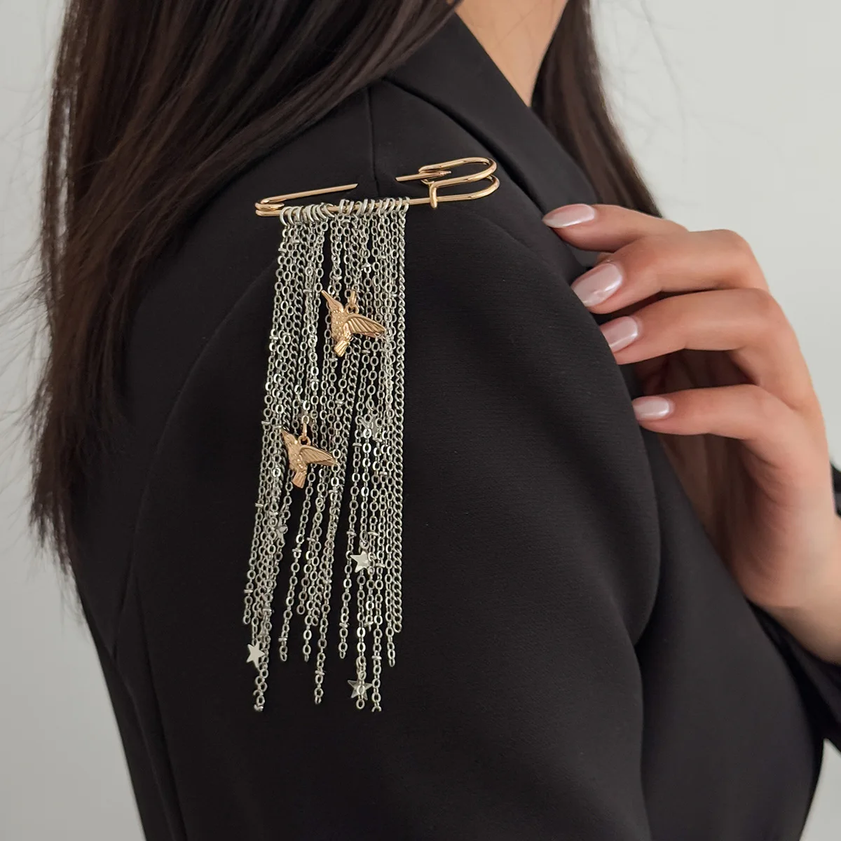 New Irregular Tassel Chain Peace Dove Brooch For Women New Design Multi-Functional Pants Chain Charm Versatile Accessory Jewelry