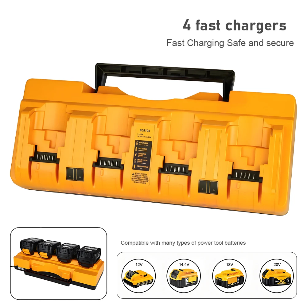

Быстрое зарядное устройство 3A, 4-портовое интеллектуальное зарядное устройство, бытовой электроинструмент, зарядное устройство для литиевых батарей, совместимое с батареей Dewalt 10,8 В-20 В