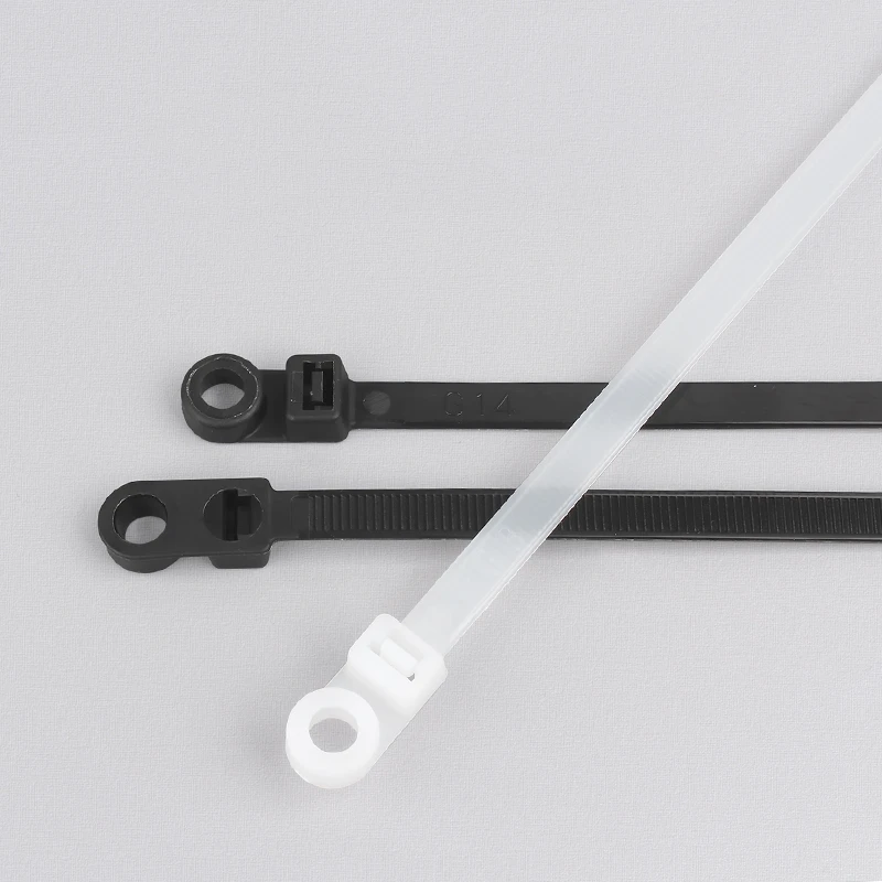 Fixed Head Nylon Cable Ties with Screw Hole Mount Self Locking Loop Wrap Bundle Tie Straps DIY Office Wire Fasten Organizer