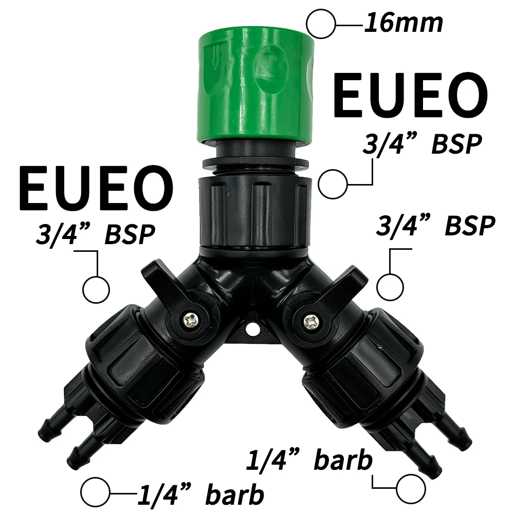Tap Adapter Connector Drip Irrigation System 2-Way 4-Way Splitter EURO USA 3/4'' to 1/4'' Pipe for Garden Watering Hose