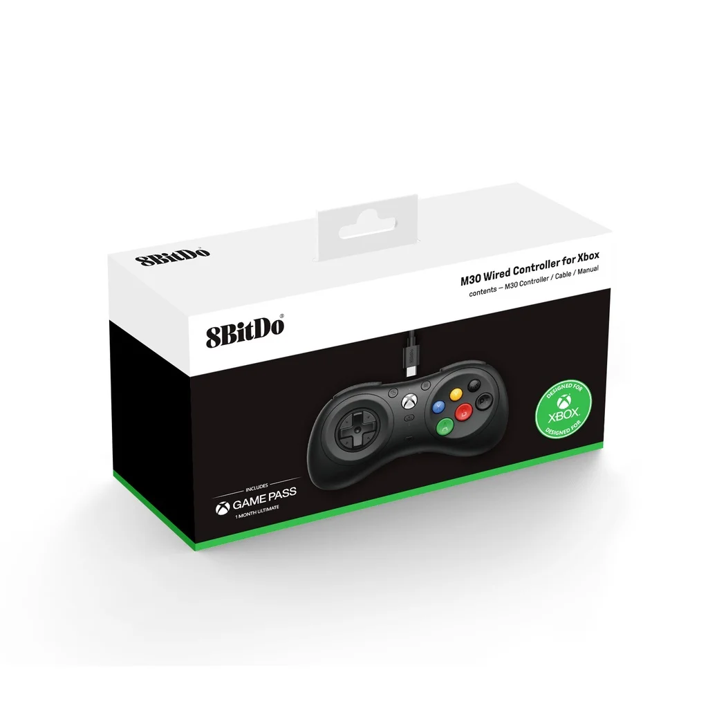 وحدة تحكم ألعاب 8Bitdo M30 لسلسلة Xbox X/S/One إصدار سلكي لوحة ألعاب للكمبيوتر الشخصي Windows 10/11 مع وحدة تحكم ألعاب تخطيط 6 أزرار