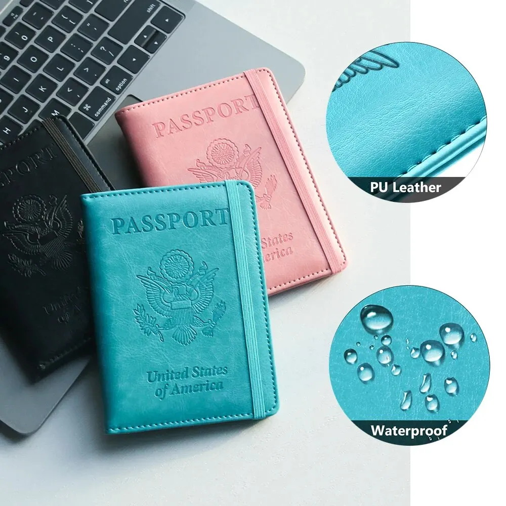 RFID-Safe PU Leather Passport Holder Durable Travel Wallet Document Organizer for Men Women Ideal for Secure Stylish for USA