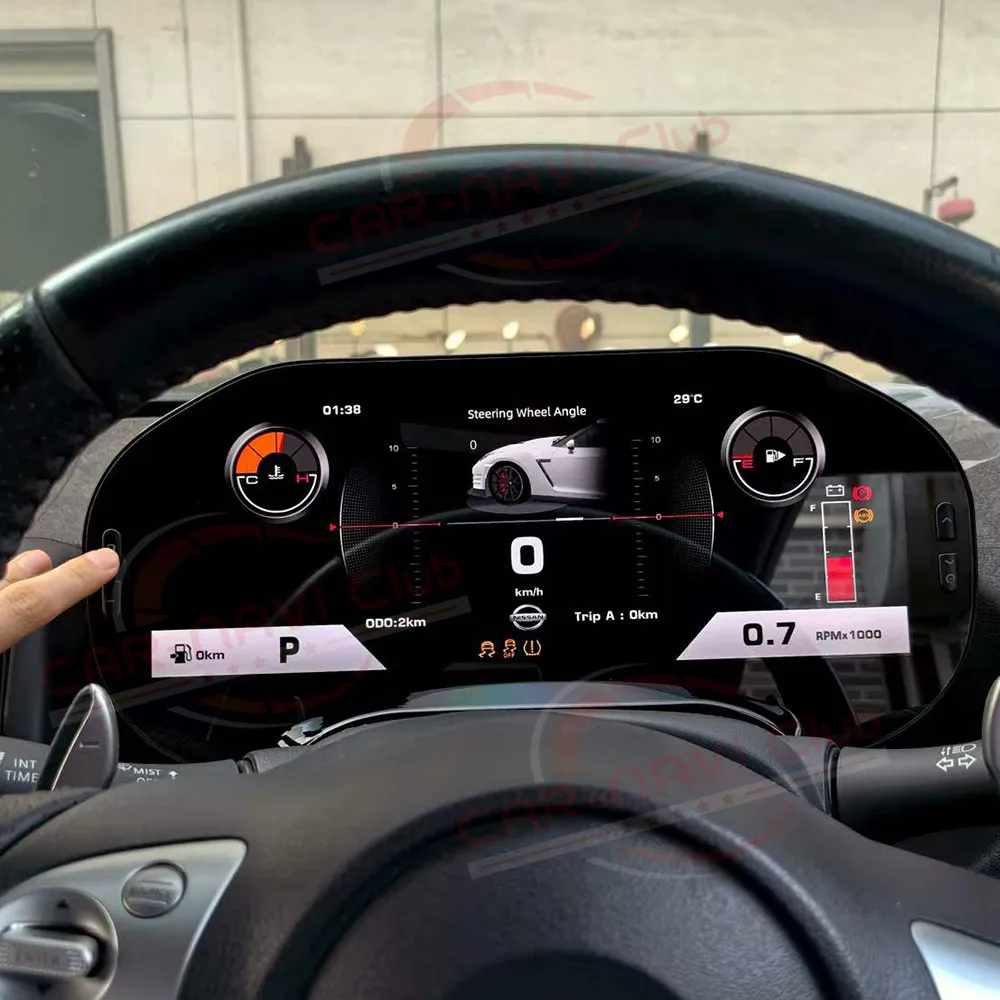 12.3 Inch Digital LCD Instrument Cluster Virtual Cockpit For Nissan 370Z Wireless CarPlay Android Auto GPS Navigation