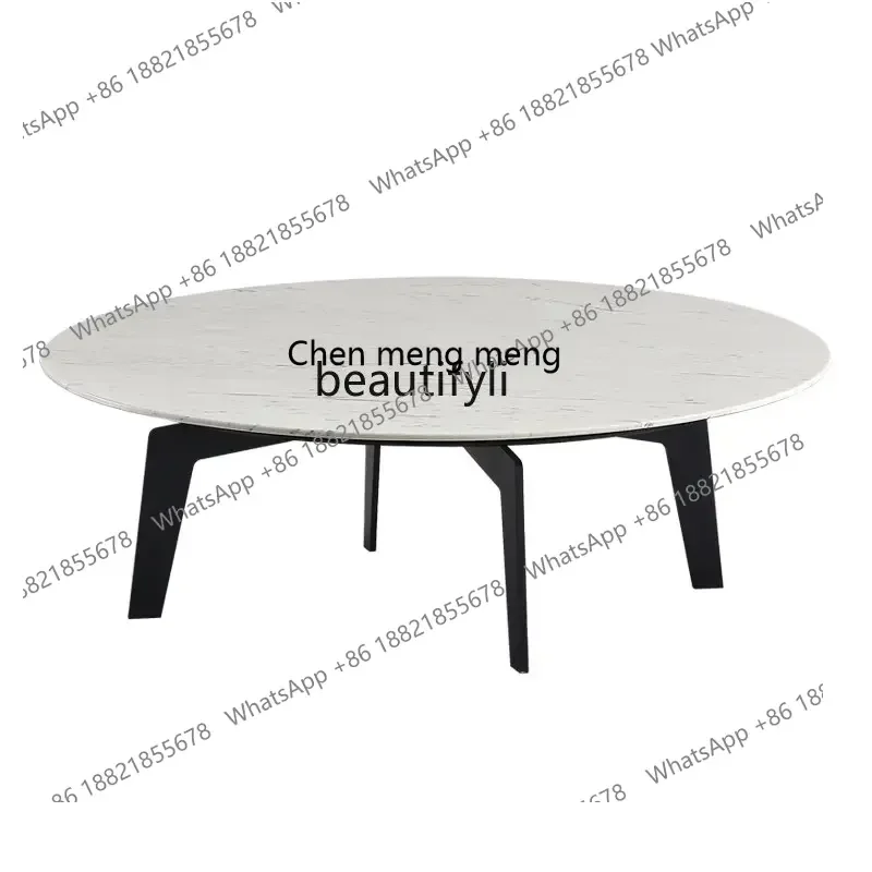 

cc182R11 Natural Marble White Coffee Table round 1M Living Room Coffee Table Metal Iron Art Paint Tripod