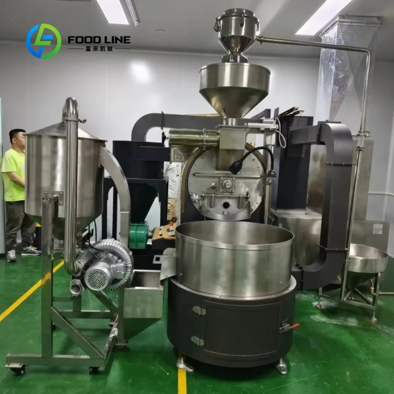 customized 30kg drum coffee roaster stainless steel half hot air energy saving for large scale coffee production purchasers