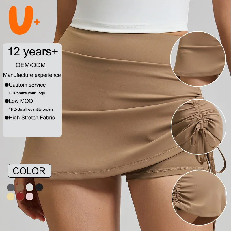 

Стильная спортивная юбка для женщин, предотвращающая скольжение, доступна в нескольких цветах, высокая эластичность, дизайнерский дизайн с драпировкой, юбка для тенниса.