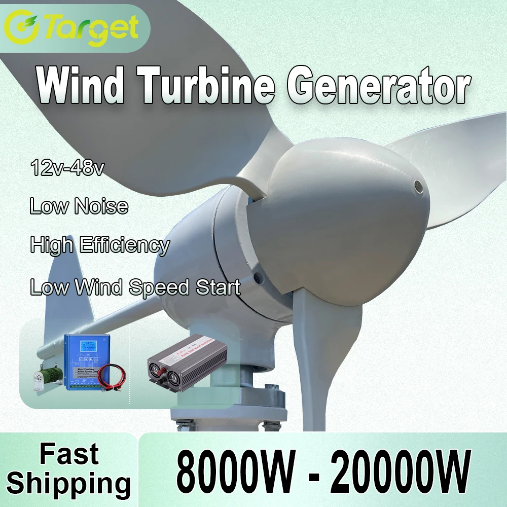 

Home Appliance 10000W Wind Turbine Generator 12V 24V 48V Horizontal Windmill Low Start Wind Speed Off Grid System MPPT Charger
