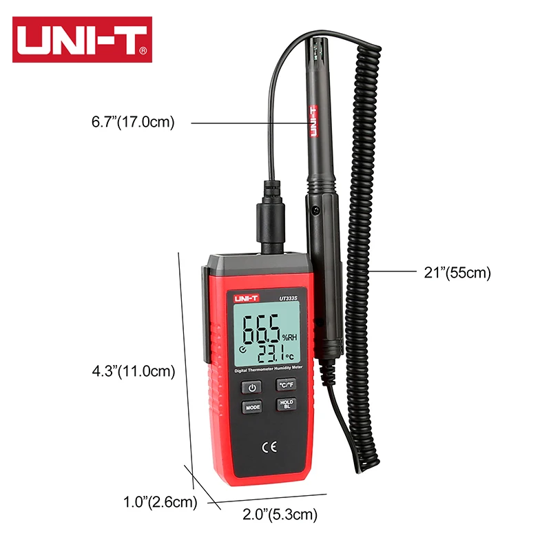UNI-T UT333S البسيطة درجة الحرارة الرطوبة متر في الهواء الطلق الرطوبة الزائد إشارة LCD الرقمية الحرارية الرطوبة