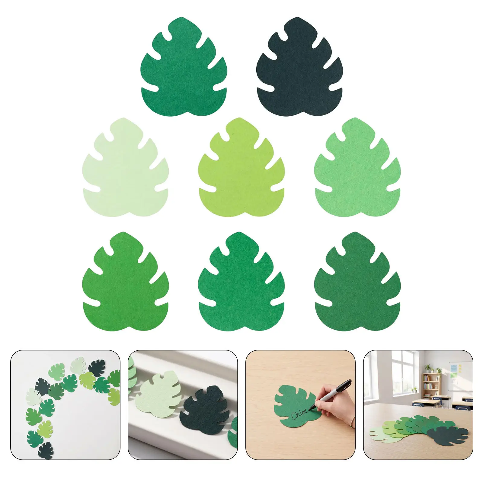 200Pcs Classroom Leaf Cutouts Paper Monstera Leaf Shapes Tropical Bulletin Board Decor Green Jungle Wall Decorations