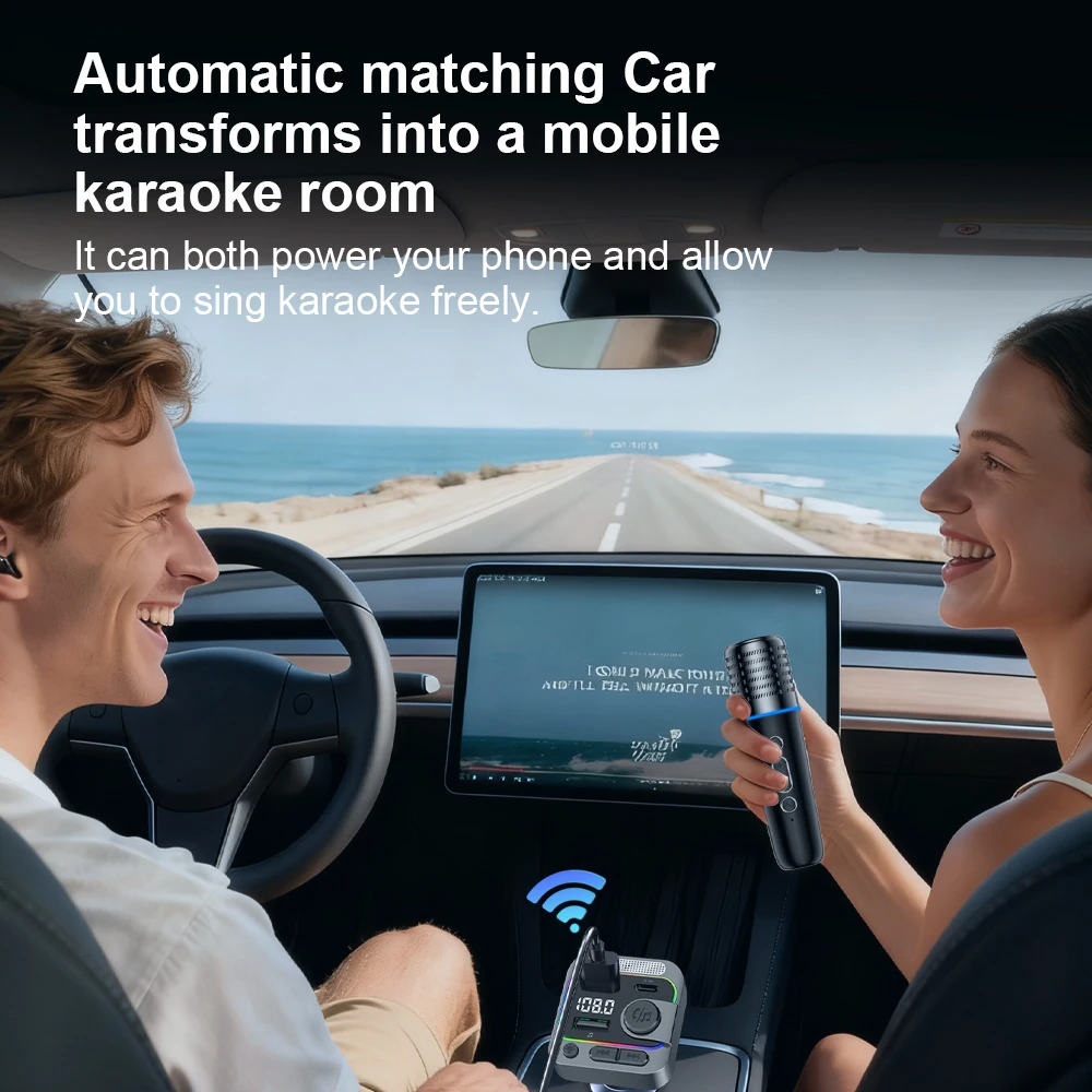 Wireless Car Mobile KTV Bluetooth Player with Microphone Karaoke Magic Tool Car Charger Portable Audio Entertainment System