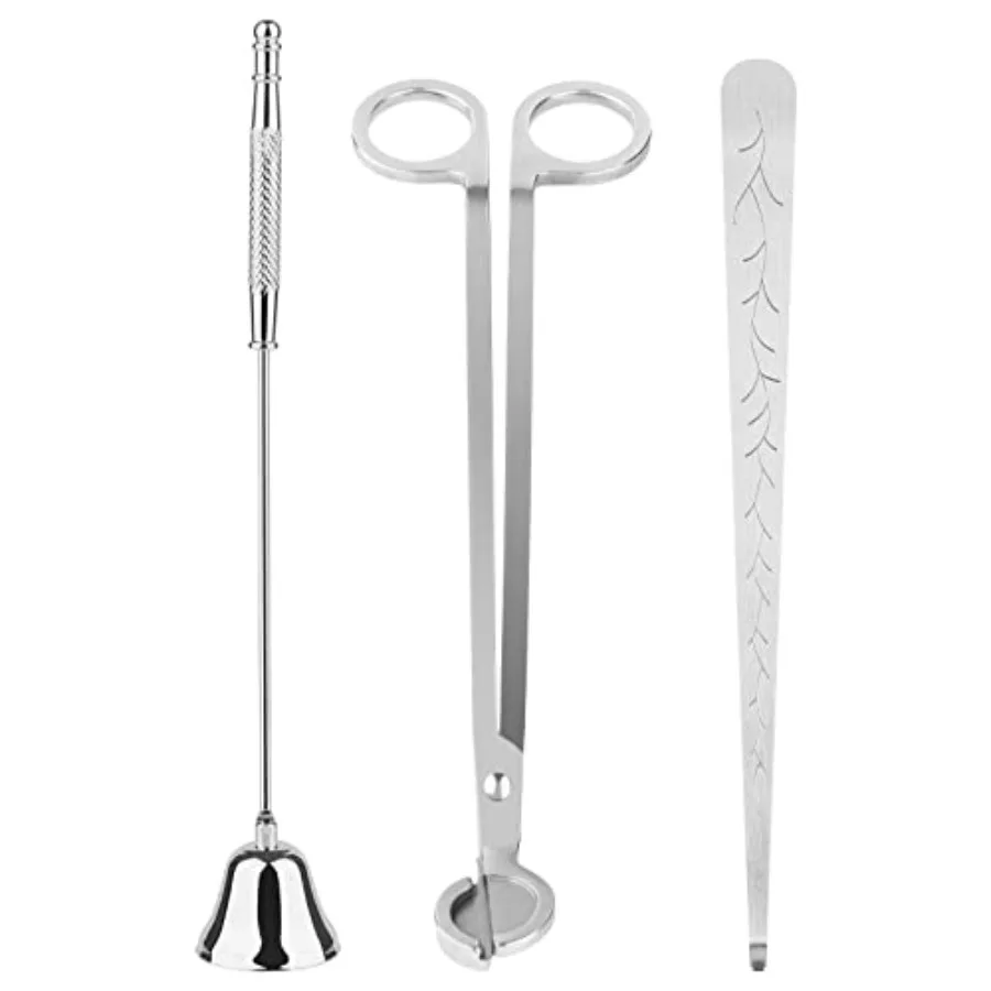 

Kirecoo 3 in 1 Candle Accessory Set, Candle Wick Trimmer Cutter, Snuffer, Dipper, Wick Care Kit with Trimmer, Dipper and Exting