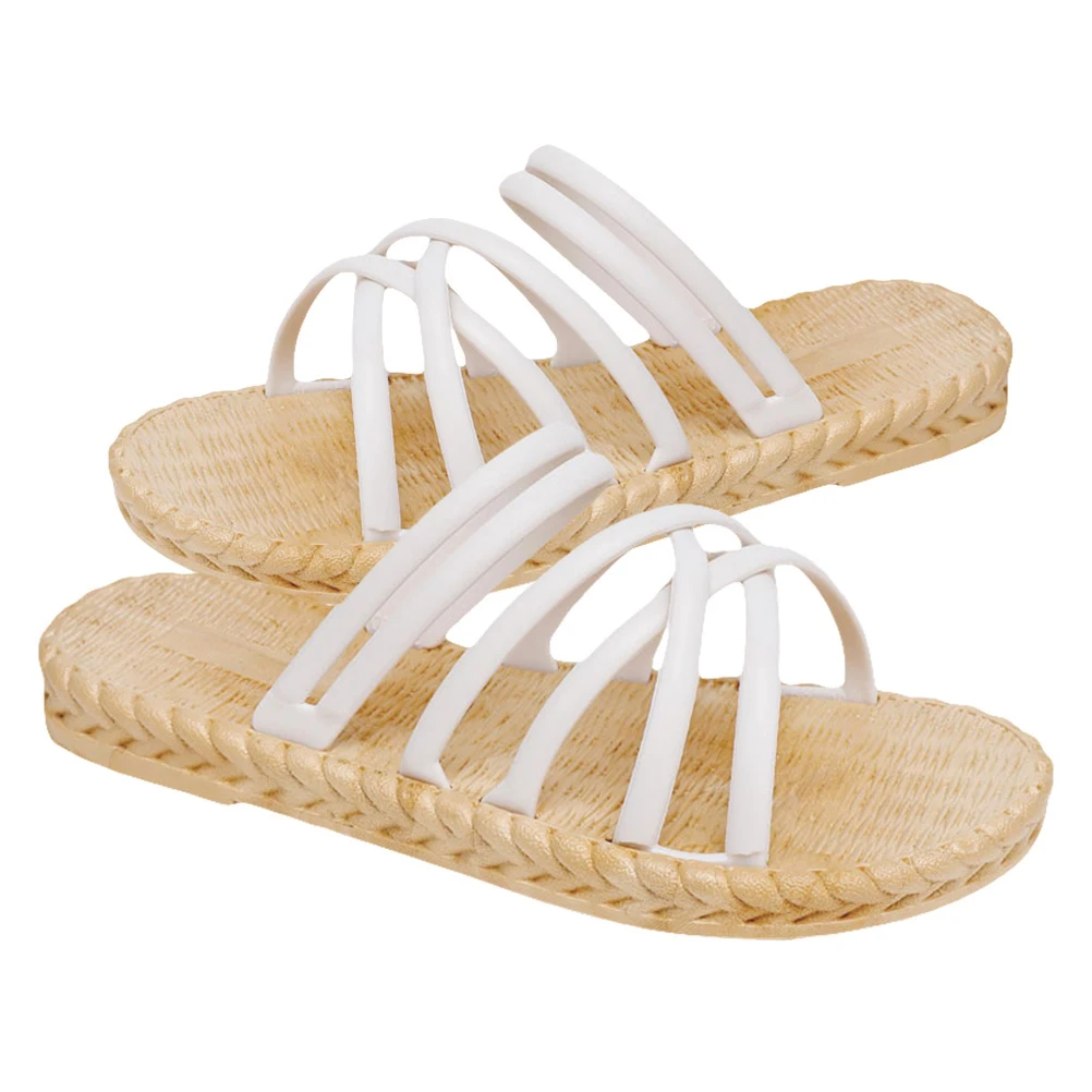 

1Pair Roman Style Straw Braided Flange Sandals Women Summer Shoes Size 6us 3.5uk 36.5eu 9.039inch Non Slip Footwear Supplies