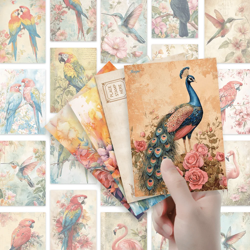 32 Stück Tropische Vogel- und Blumen-Postkartenserie, Natur- und Vogel-Grußkarten, Poster, Wandaufkleber, Schlafzimmerdekoration, Vintage-Postkarten – Detail 4