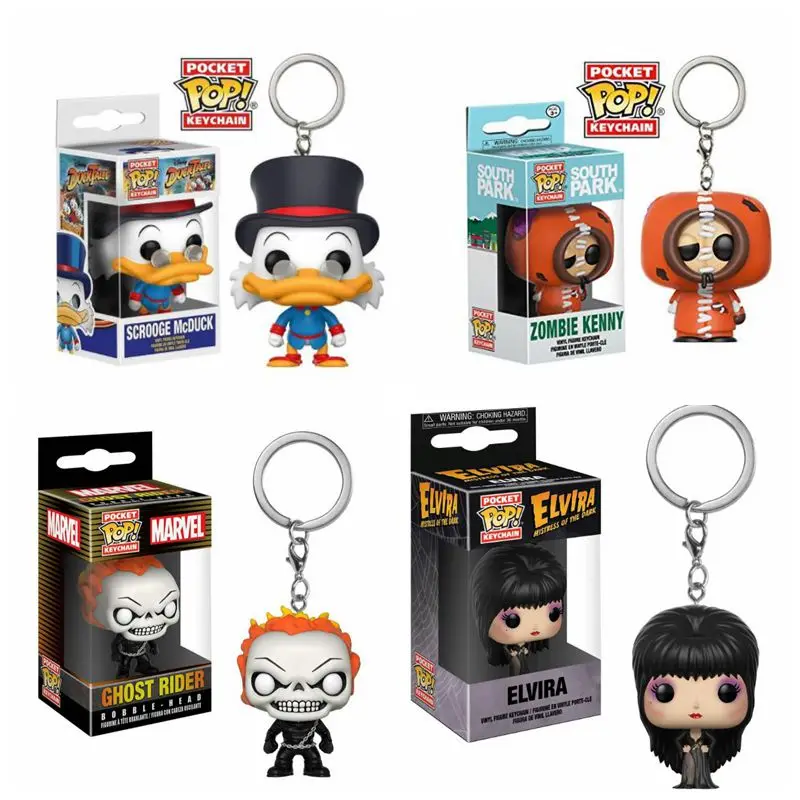 FUNKO POP llavero SCROOGE McDUCK Zombie Kenny TINA BELCHER ASH SALLY sentado CHOST RIDER ELVIRA Marvel figura de acción modelo Juguetes