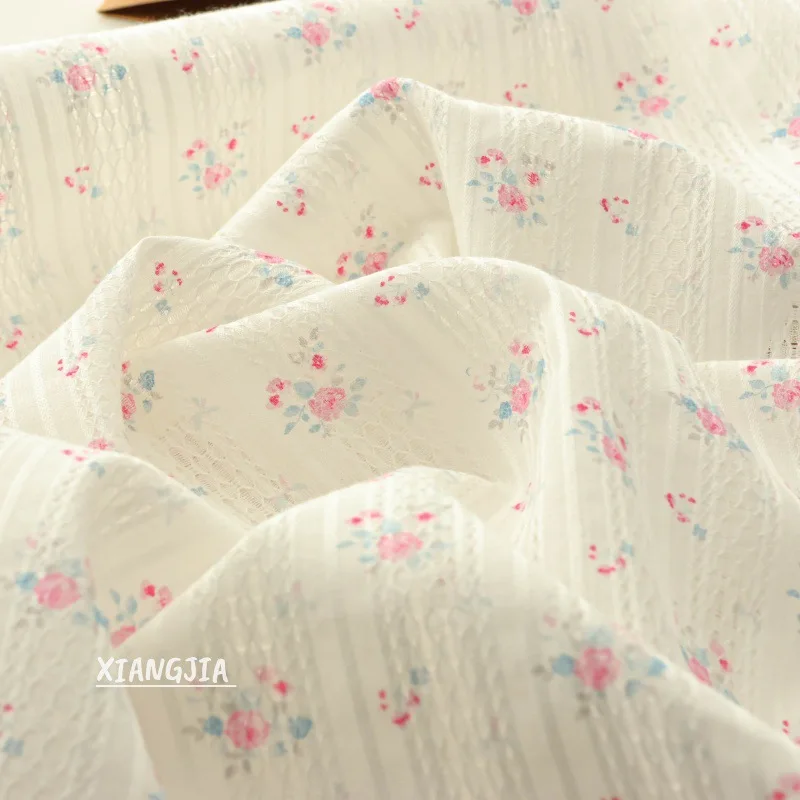 145x50cm Vintage Hollow Out Pure Cotton Fabric Jacquard Fresh Style for Baby Safe Curtain Shirt Dress Sewing Cloth