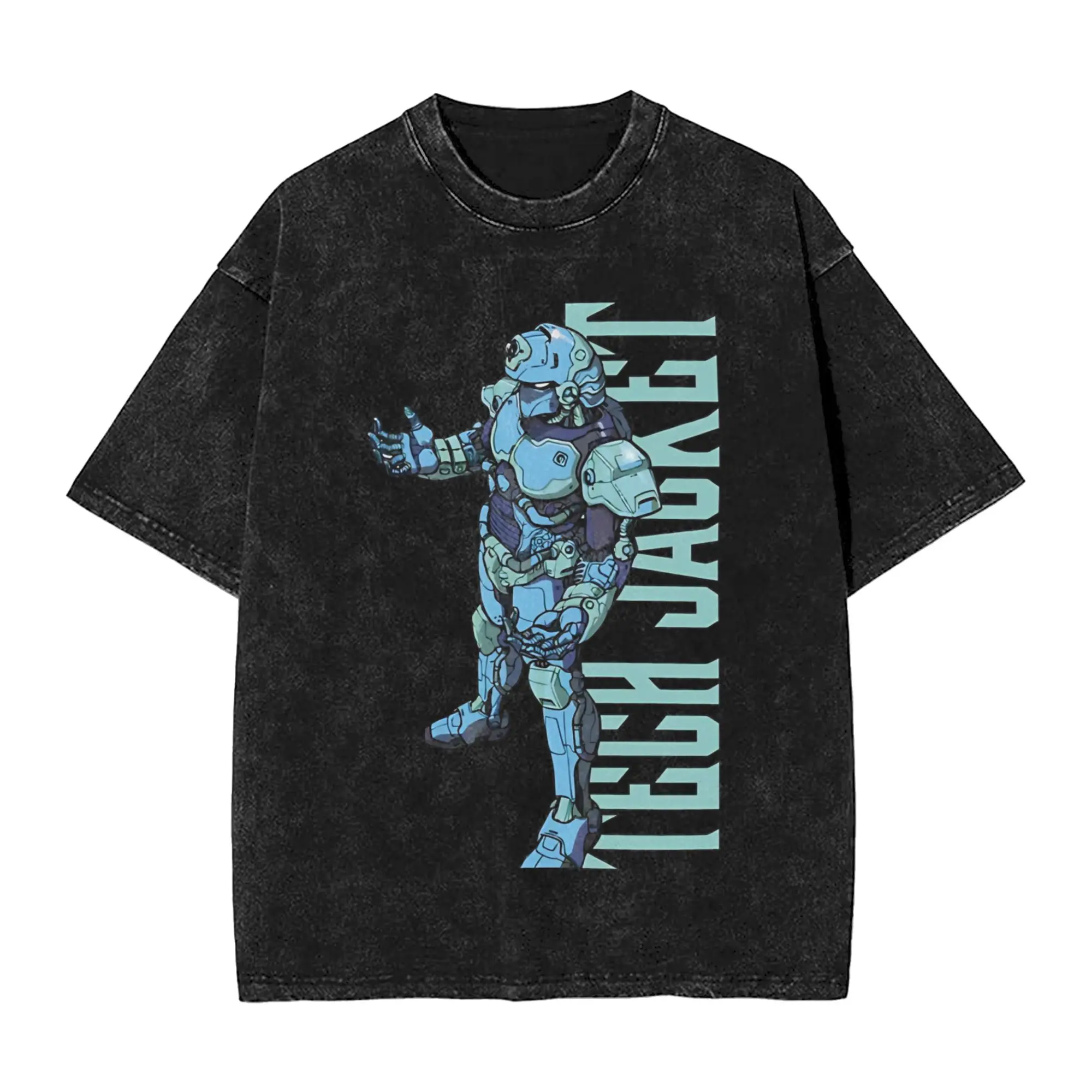 Awesome Tech Jacket- Invincible Comic T-Shirts Men Round Collar Cotton Washed T Shirts Short Sleeve Tees Big Size Clothing