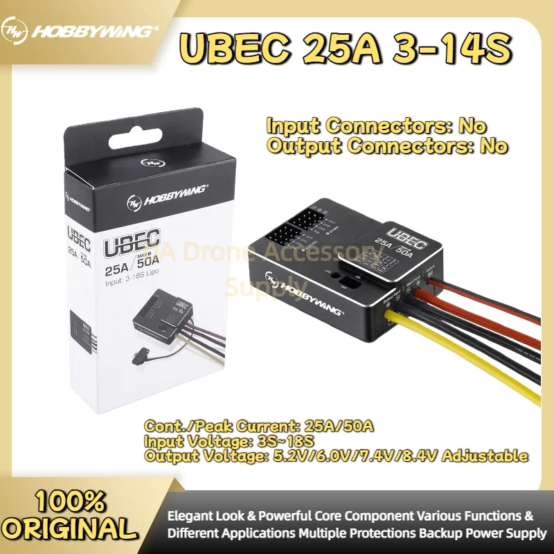 

Hobbywing UBEC 25A HV 3-18S Модуль переключения нескольких защит Высоковольтный модуль UBEC для квадрокоптера DIY Запчасти