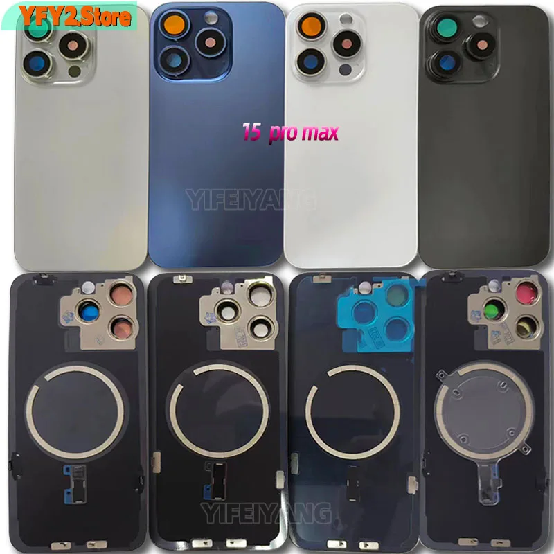 10Pcs AA Back Battery Glass Cover With Wide Big Camera Hole For IPhone 15 14 13  11 12 Pro Max 14p Rear Housing Replacement