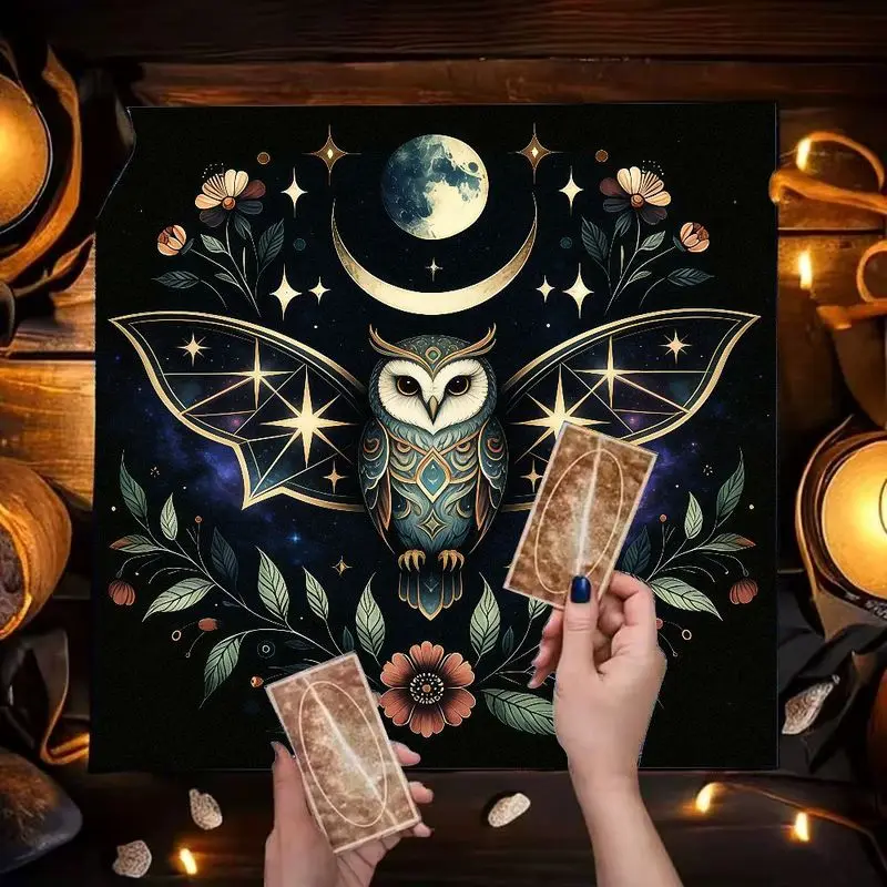 VIKAMA white silver pentagram rune norse pagan celestial tarot mat oracle card spread home decor spiritual altar decor