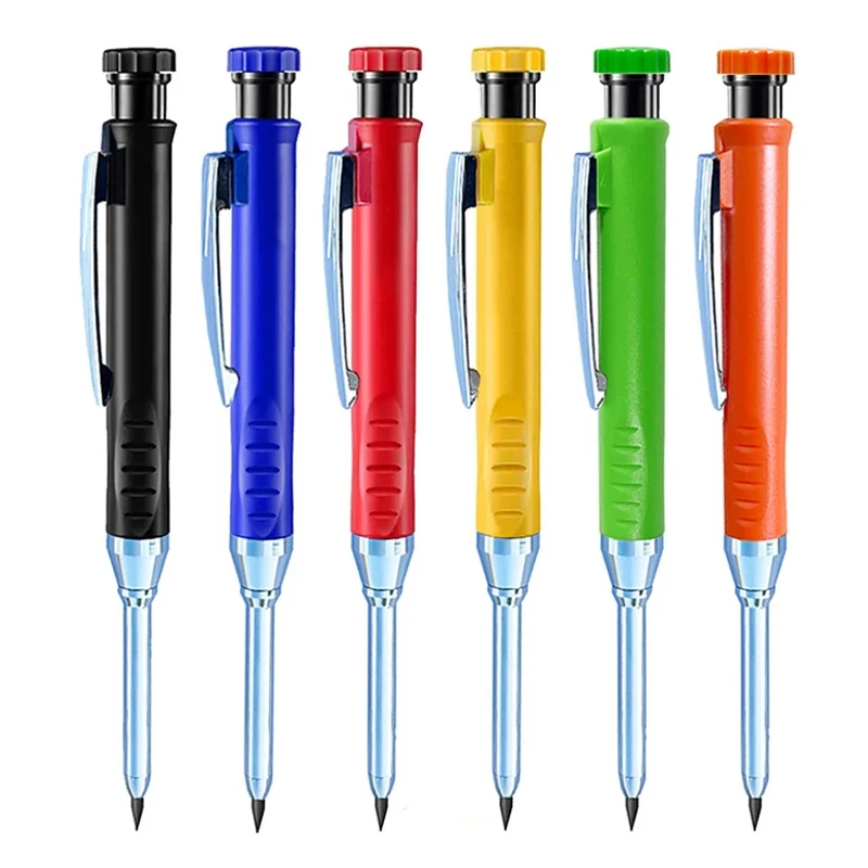 Woodworking Marker Locator 2.8mm Solid Woodworking Automatic Pencil Set with Pen Cap Multicolour 2B Lead Core Deep Hole Marking