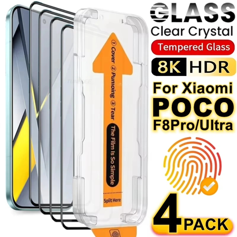 

Screen Protector For Xiaomi Poco X8 Pro Max X8 Pro Fingerprint Unlock HD Tempered Glass Protective Film Poco F8 Ultra F8 Pro